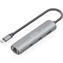 AISENS Dock USB-C a Ethernet Gigabit + Hub 2xUSB-C + 1xUSB-A, Gris, 15cm